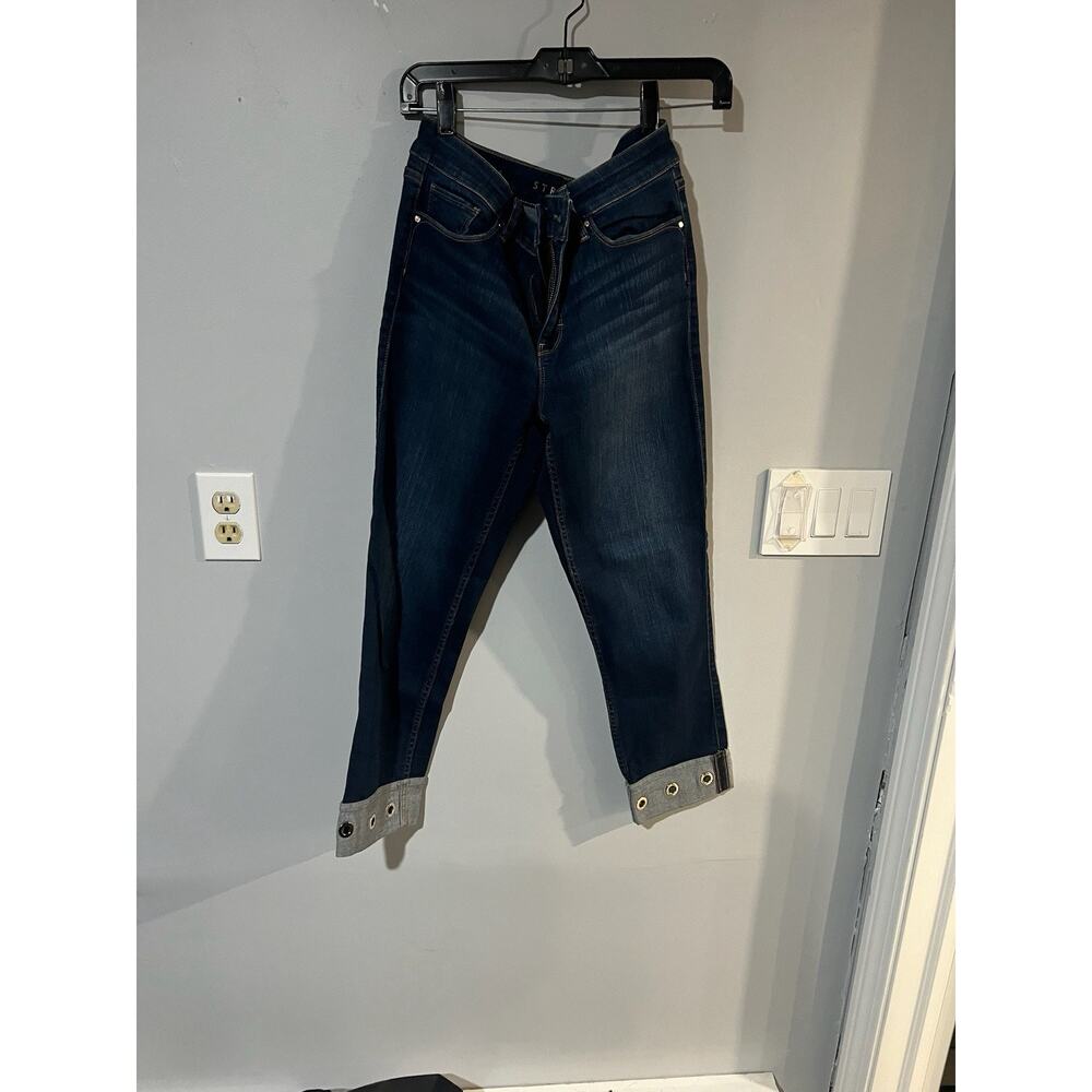 White House Black Market (WHBM) Mid-Rise Grommet-Hem Straight Crop Jeans, Size 4
